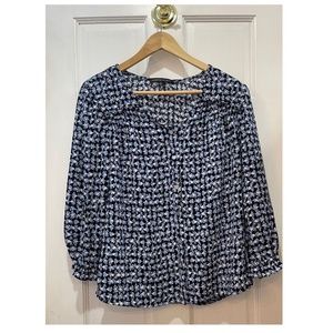 Adrienne Vittadini 3/4 Sleeve Multicolor Polyester Button Down Blouse SZ Small